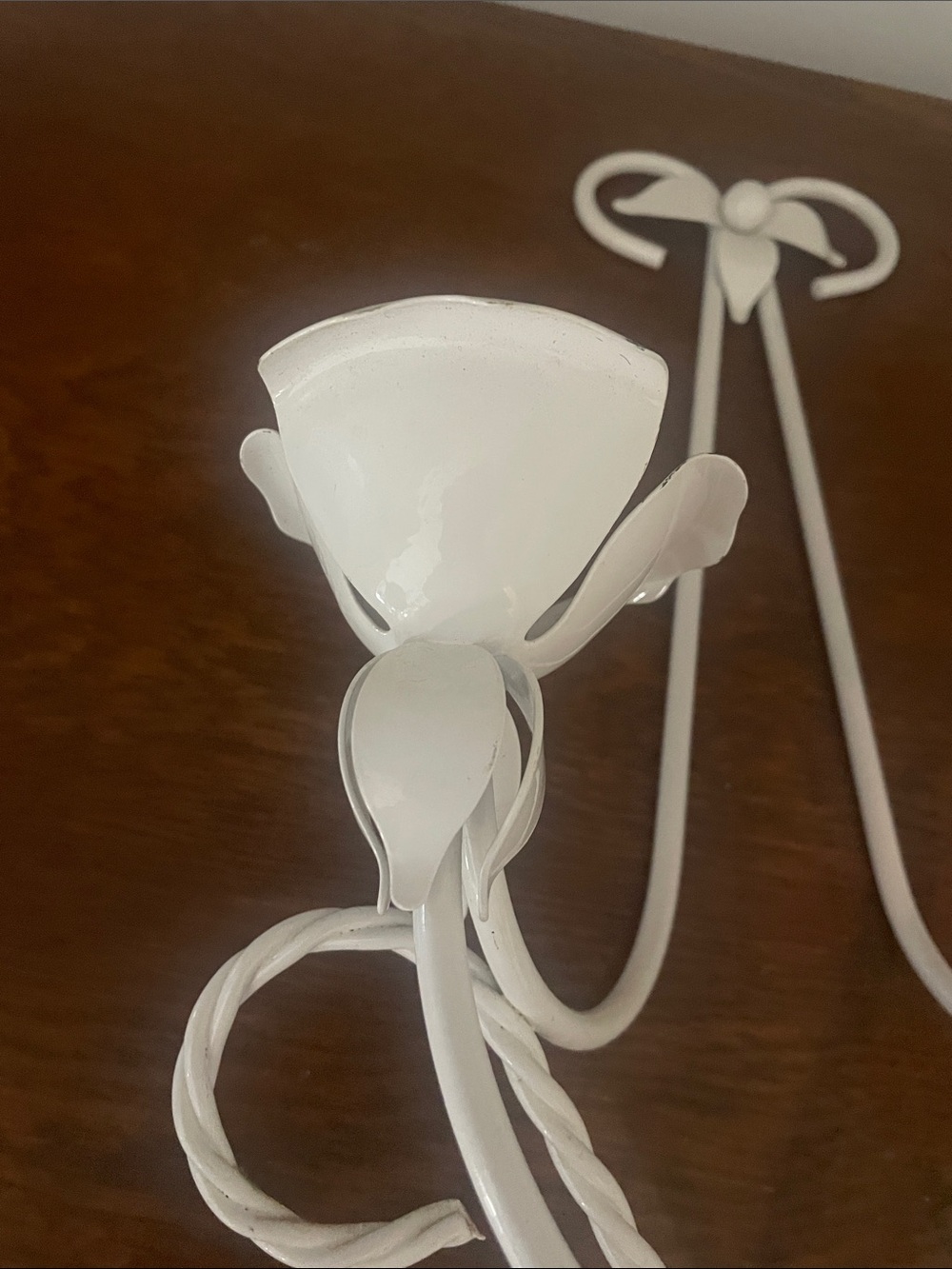 White Floral Metal Wall Sconce - Elegant Home Wall Decor - Picture 2 of 5